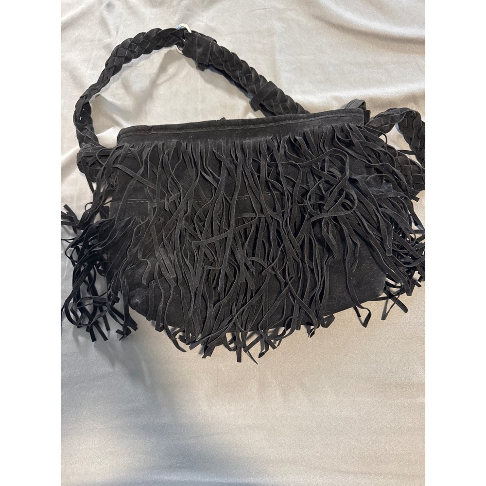 Unbranded Shoulder Bag Womens Crossbody Black Fringe Tassel EUC